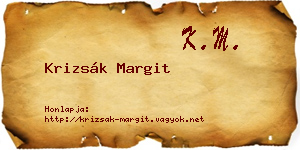 Krizsák Margit névjegykártya