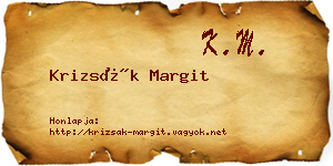 Krizsák Margit névjegykártya